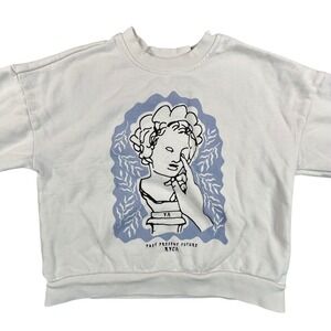 RVCA Womens XS White Crewneck‎ Sweatshirt Past Present Future Graphic